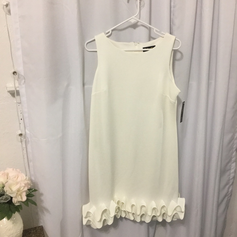 Light Cream Cocktail Dress with Ruffles